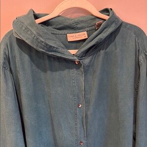 Lord & Taylor Teal Hooded Shirt/Jacket